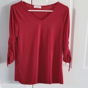 Rue Juju Red Medium 3/4 Sleeve Blouse